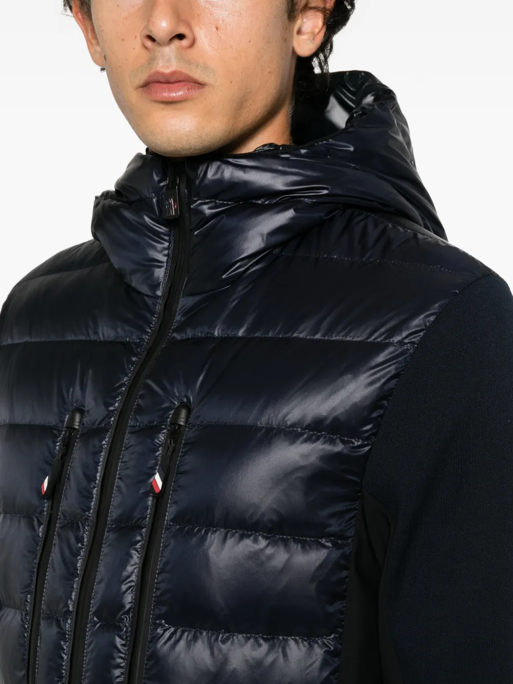 Moncler Grenoble quilted hooded jacket Blauw