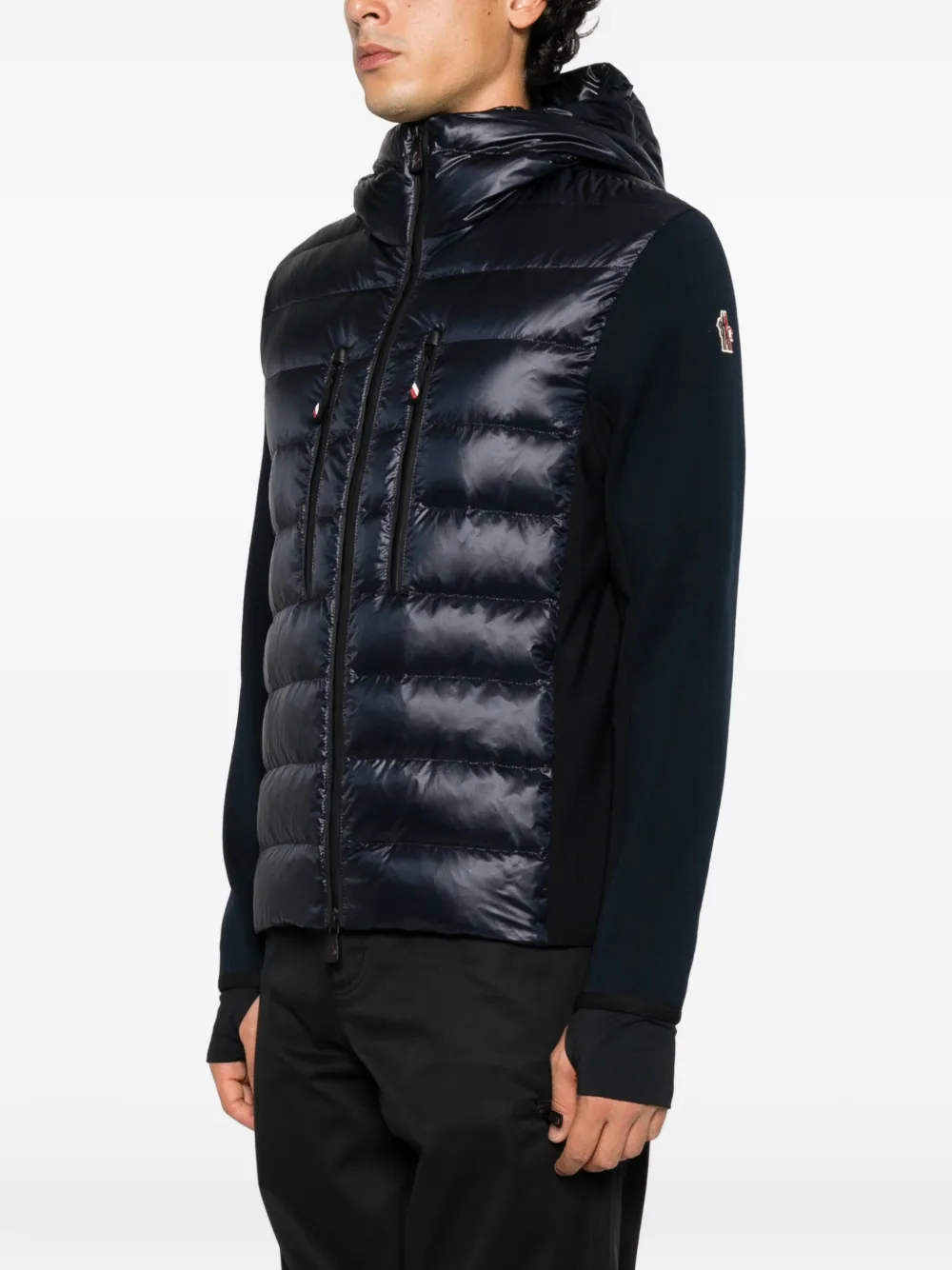 Moncler Grenoble quilted hooded jacket Blauw