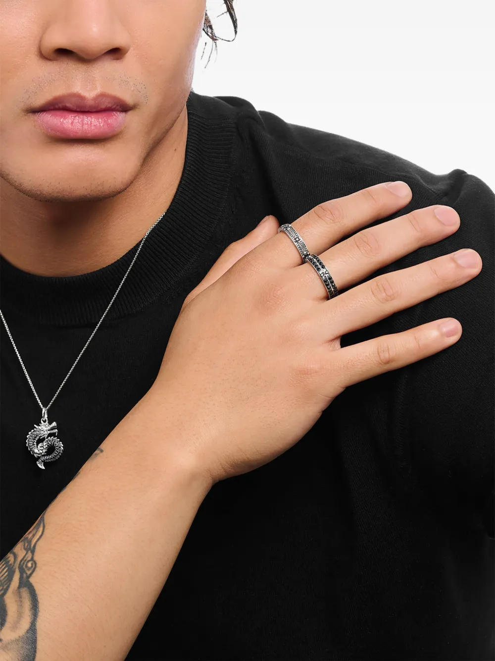 Thomas Sabo zirconia-embellished faceted ring - Argento