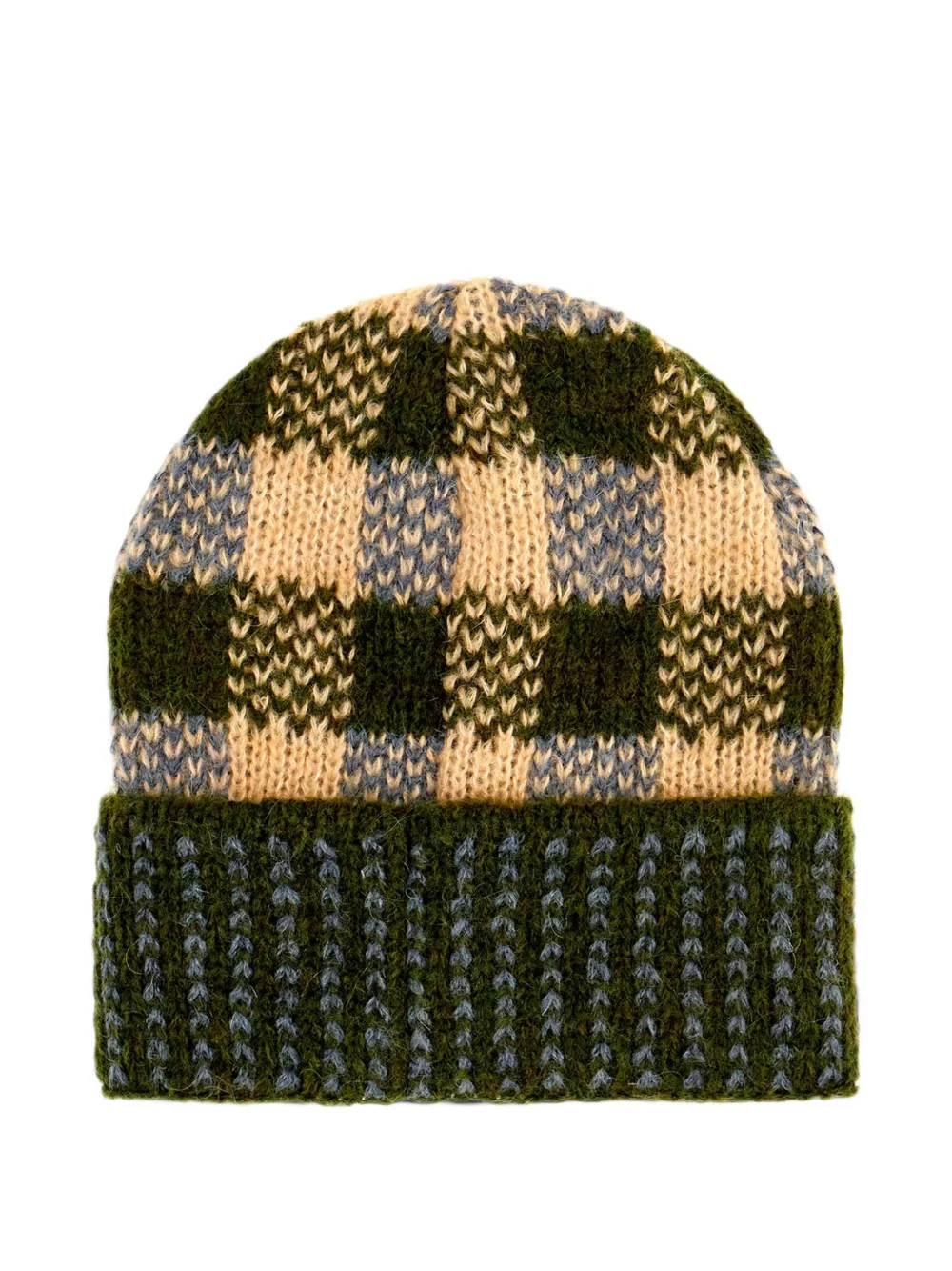 Gallo check-pattern mohair-blend beanie hat - Vert Gallo check-pattern mohair-blend beanie hat - Vert