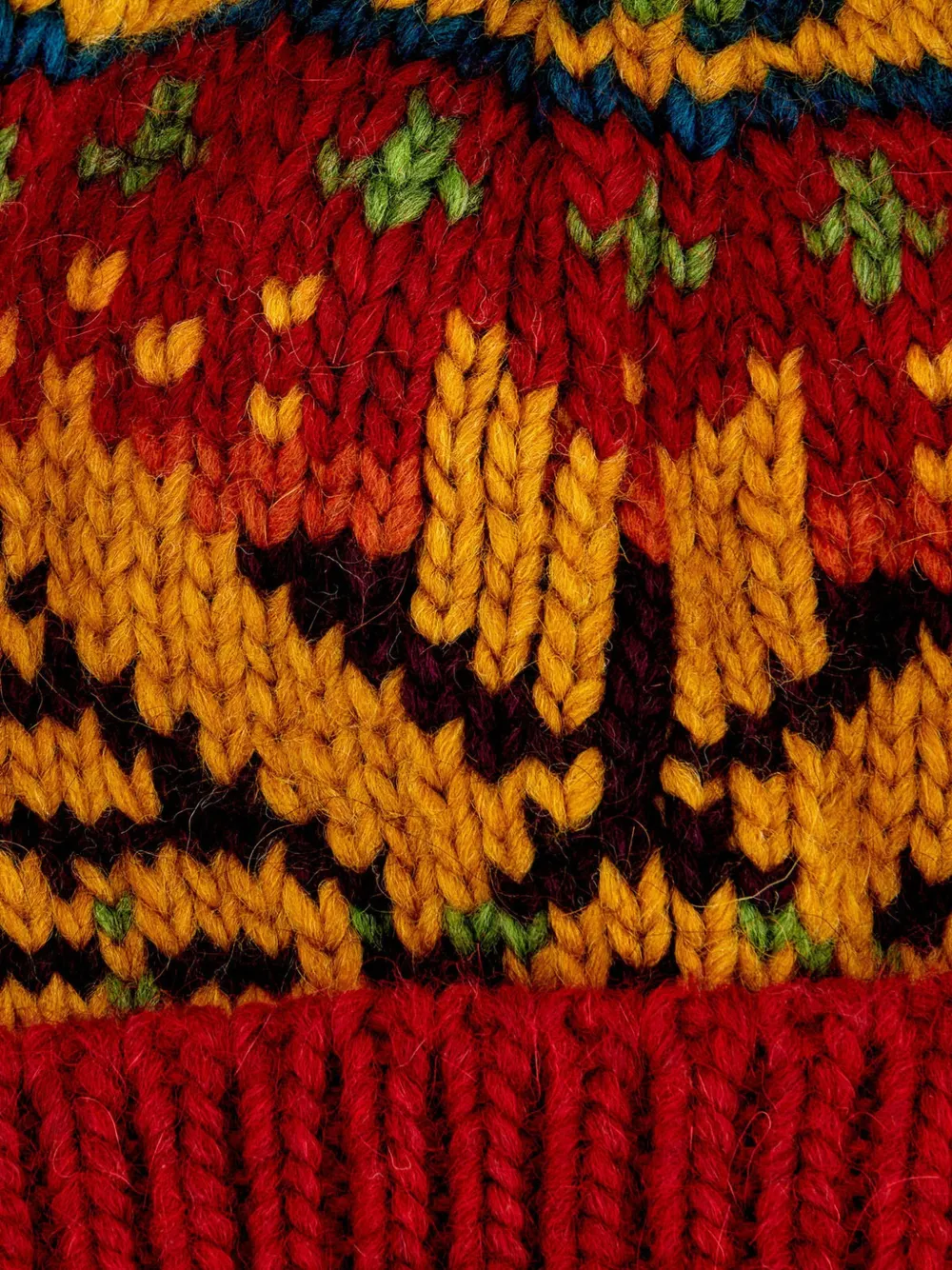 Gallo Fair Isle-gebreide muts met pompon Rood