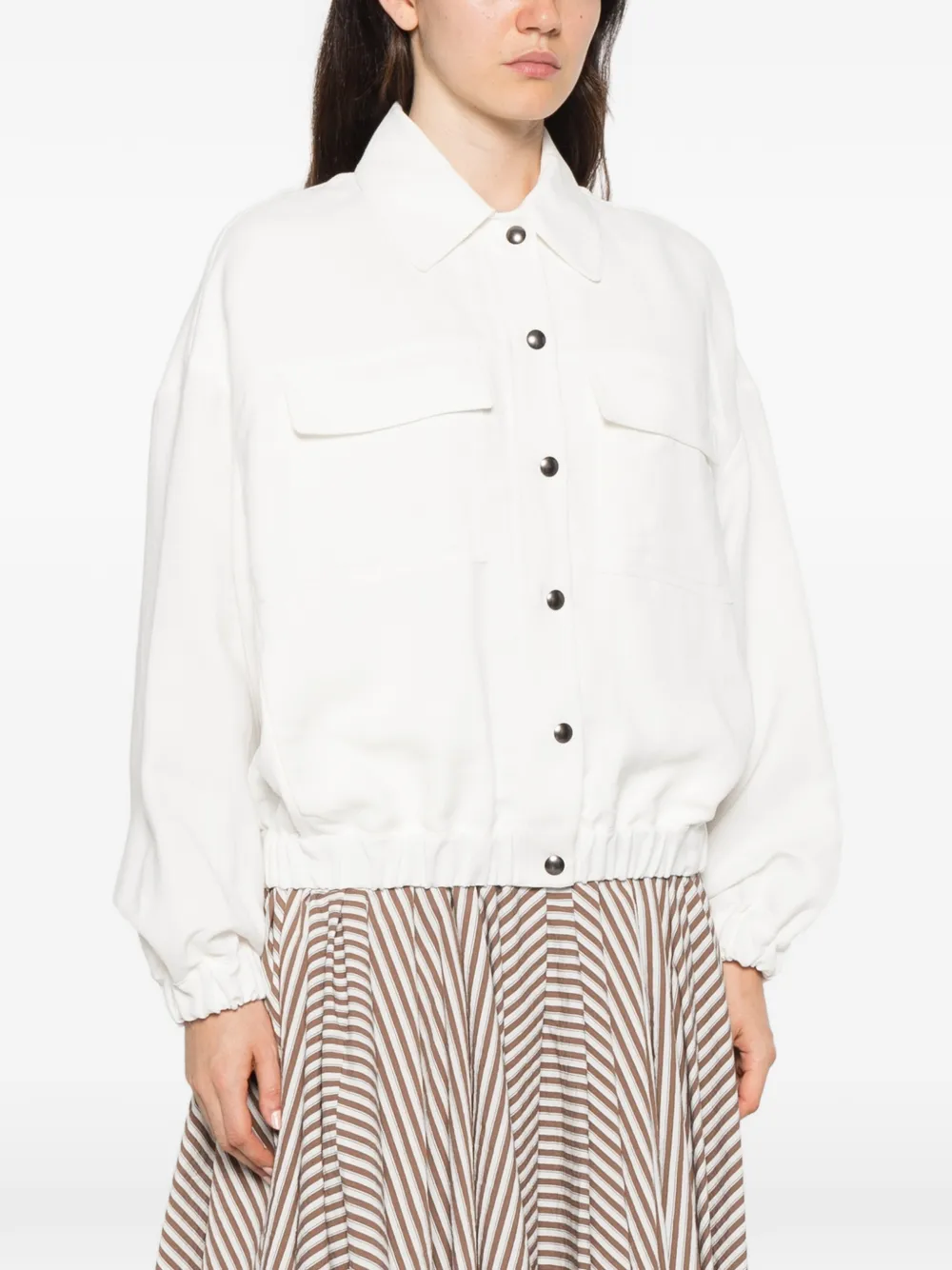 Brunello Cucinelli button-up bomber jacket Wit