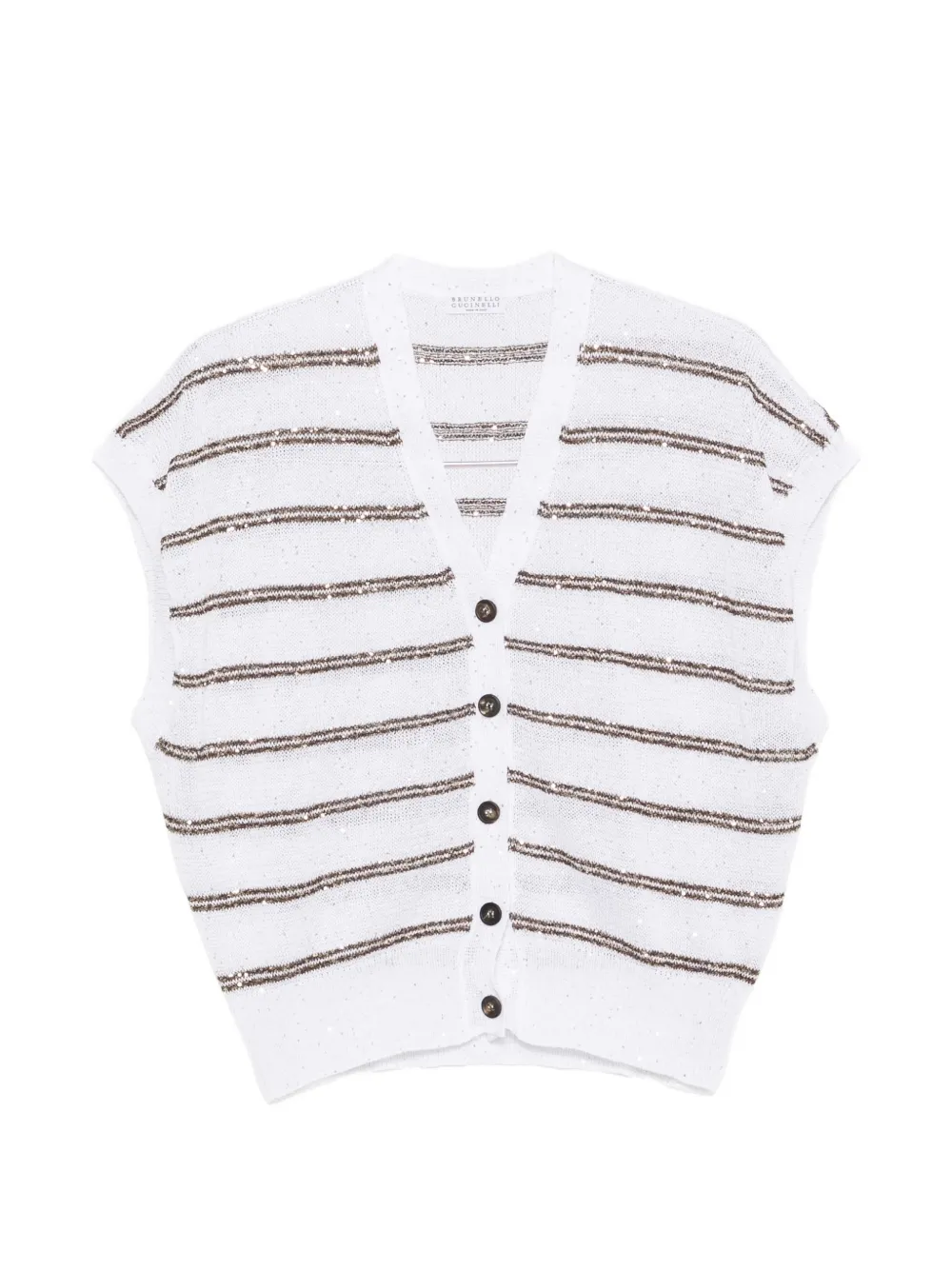 Brunello Cucinelli sequin-embellished striped cardigan Wit