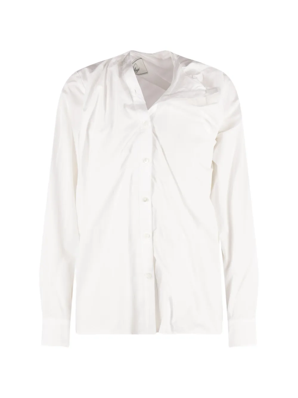 PILLINGS gathered-detail asymmetric shirt - White