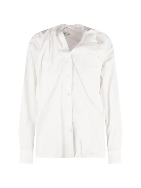 PILLINGS gathered-detail asymmetric shirt