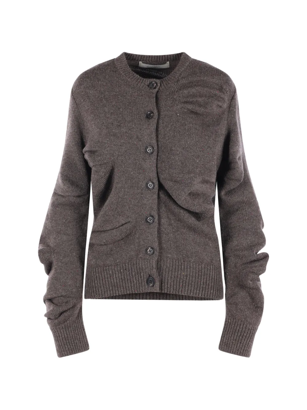 PILLINGS pleat-detail wool cardigan - Braun