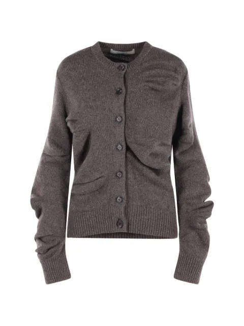 PILLINGS pleat-detail wool cardigan