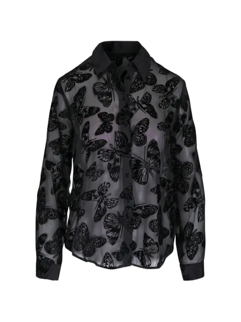 L'Agence butterfly-print sheer shirt