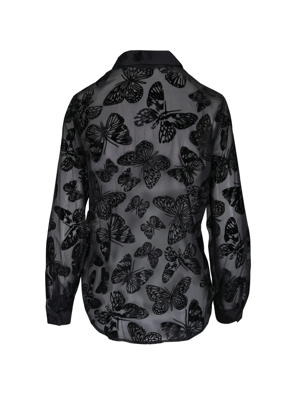 L'Agence Doorschijnende blouse met vlinder-print Zwart