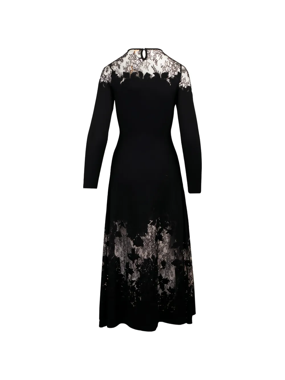 Ulla Johnson Clemence lace-panelled long-sleeve midi dress Zwart
