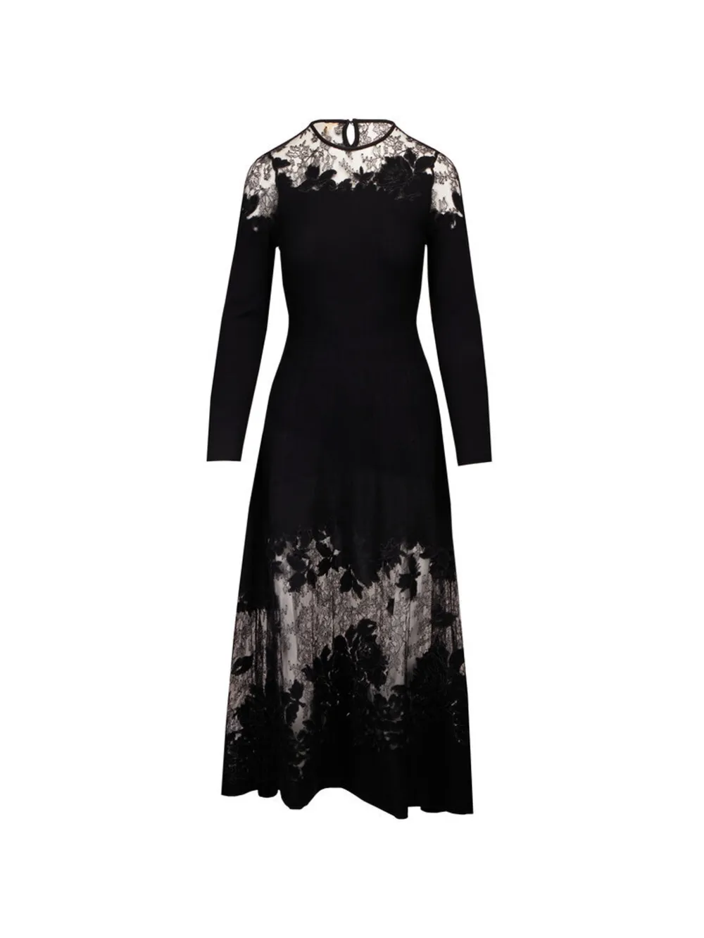 Ulla Johnson Clemence Lace-panelled Long-sleeve Midi Dress In Black