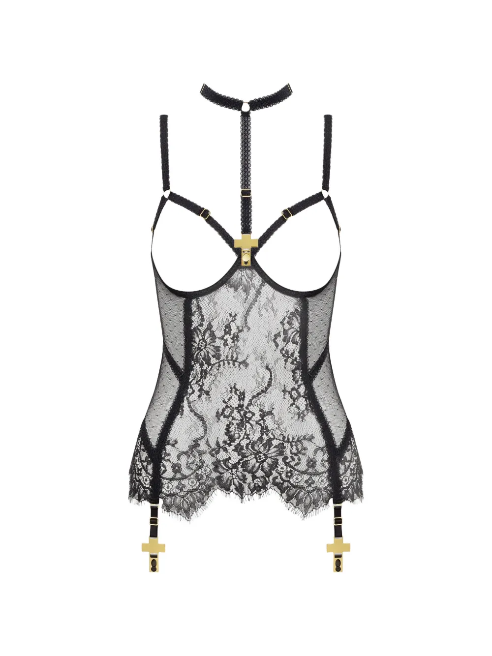 SCANDALE Inspiration Divine lace-trim corset - Nero