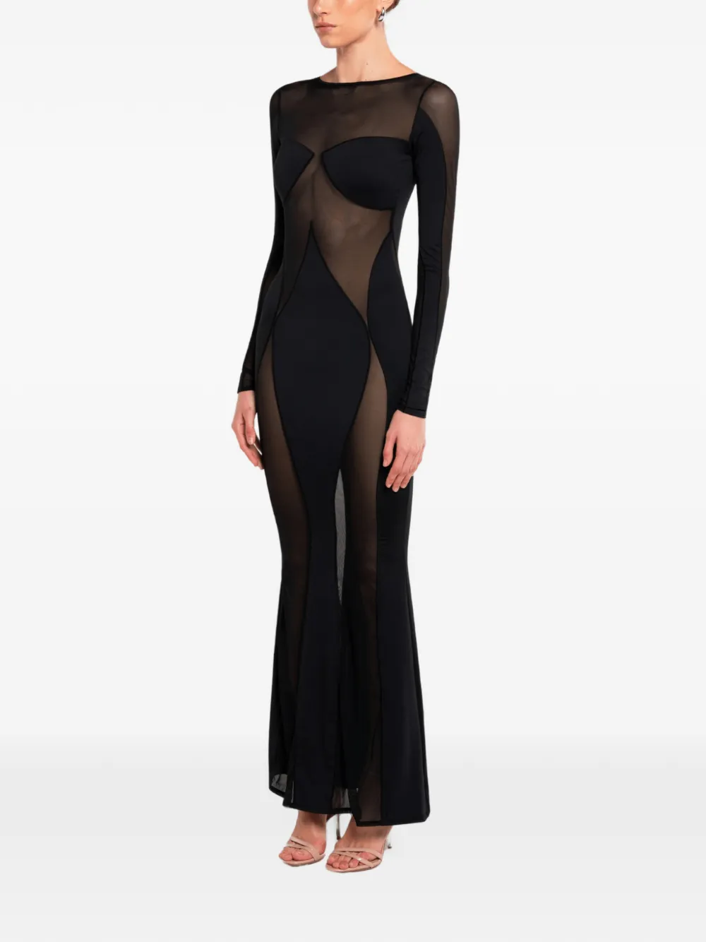 OW Collection Maxi-jurk met vlakken Zwart