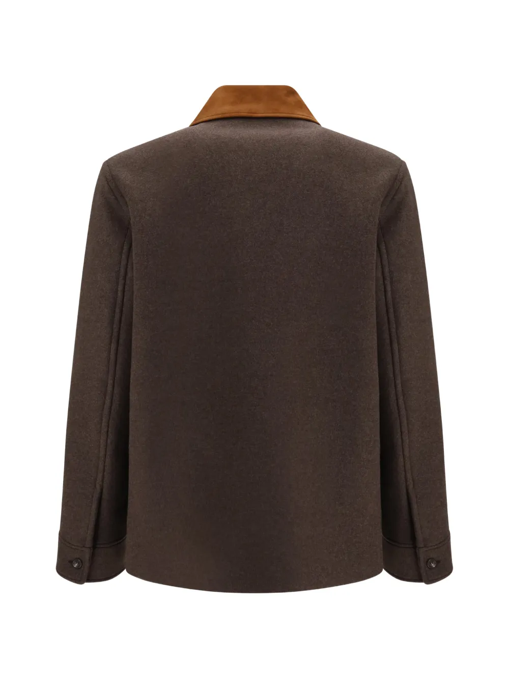 Valentino Garavani double wool caban with suede collar and metallic V detail Bruin