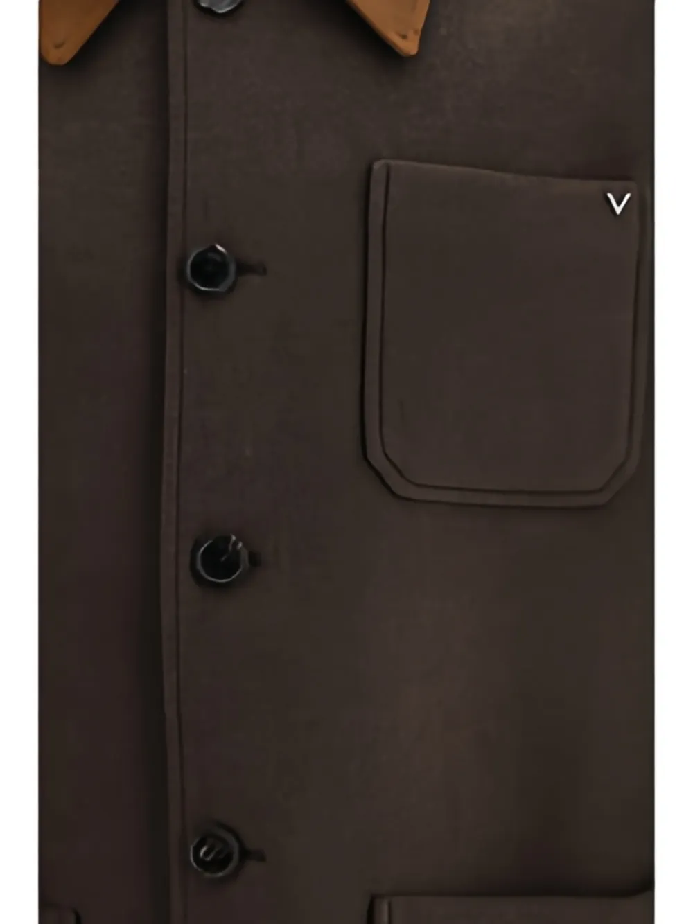 Valentino Garavani double wool caban with suede collar and metallic V detail Bruin