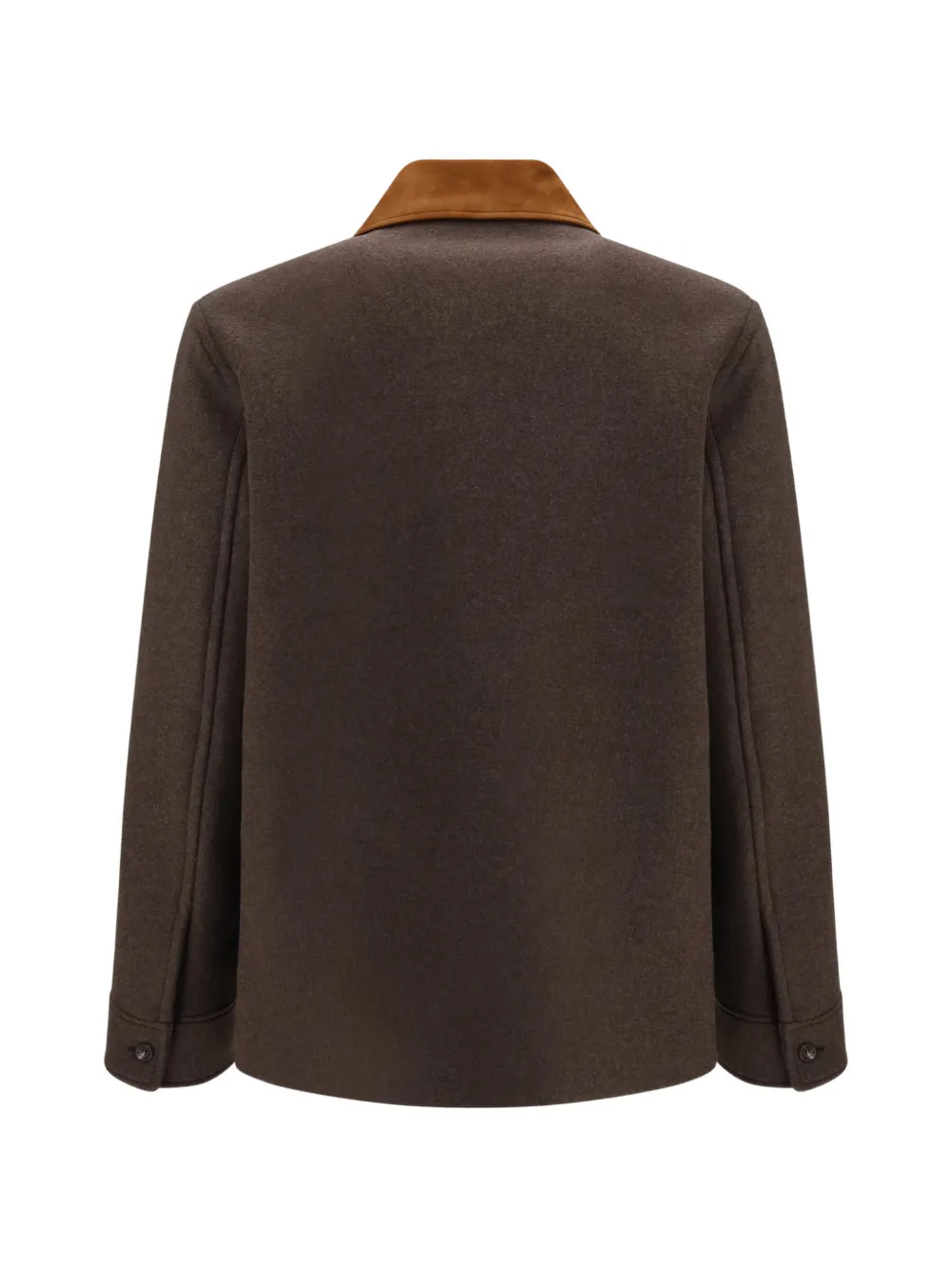 Valentino Garavani double wool caban with suede collar and metallic V detail Bruin