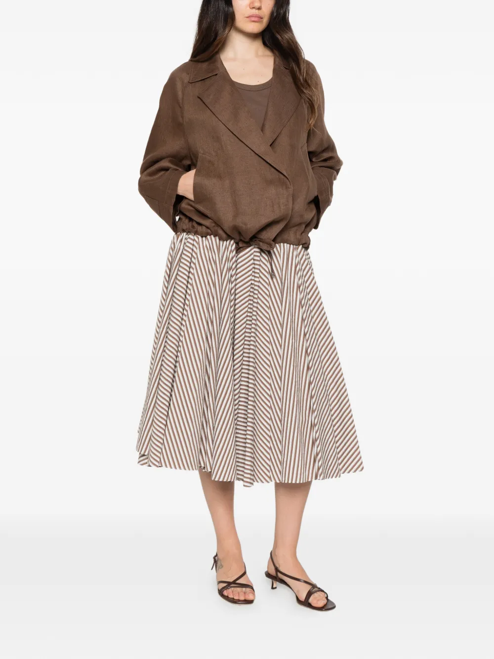 Brunello Cucinelli drawstring-hem notch-lapels jacket Bruin