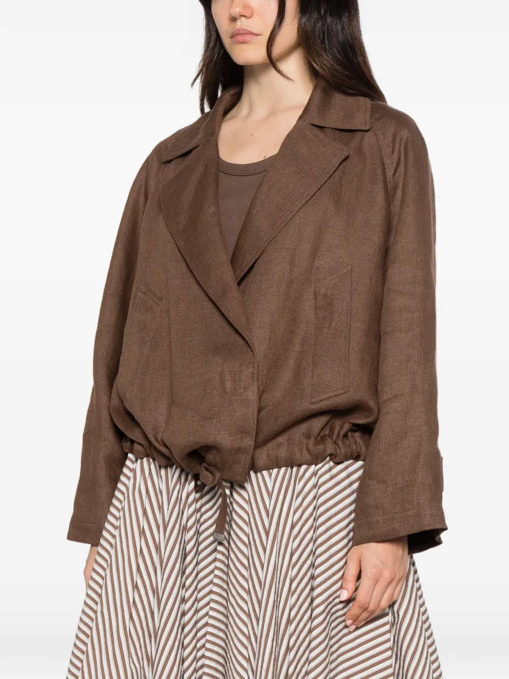 Brunello Cucinelli drawstring-hem notch-lapels jacket Bruin
