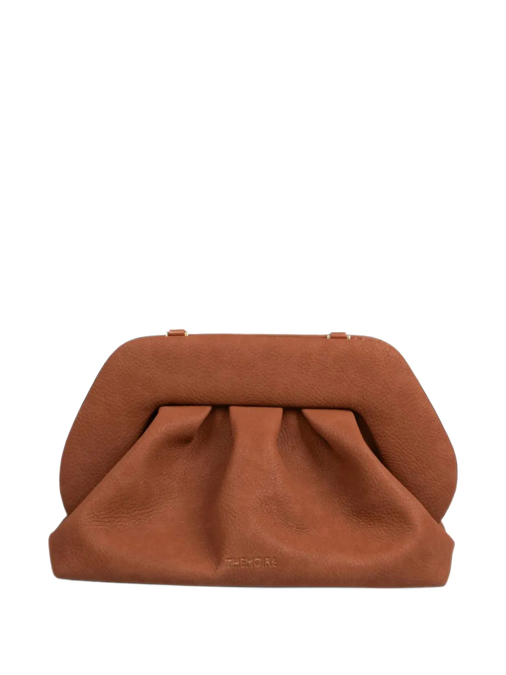 Themoirè medium Bios ruched clutch bag - Marrone