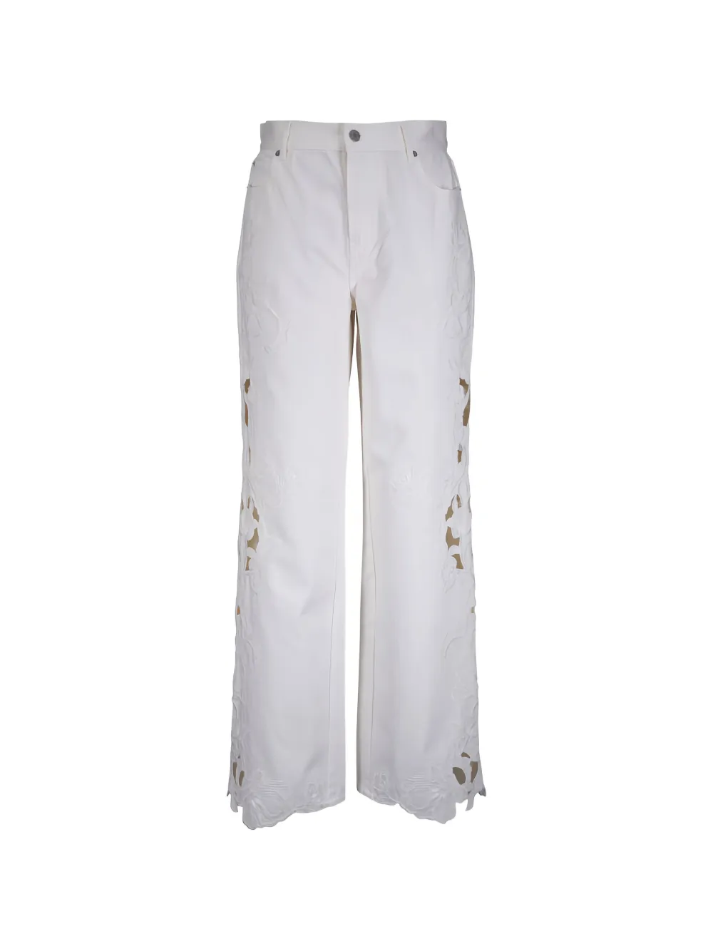SIMKHAI Porter cut-out floral-embroidered jeans - Bianco