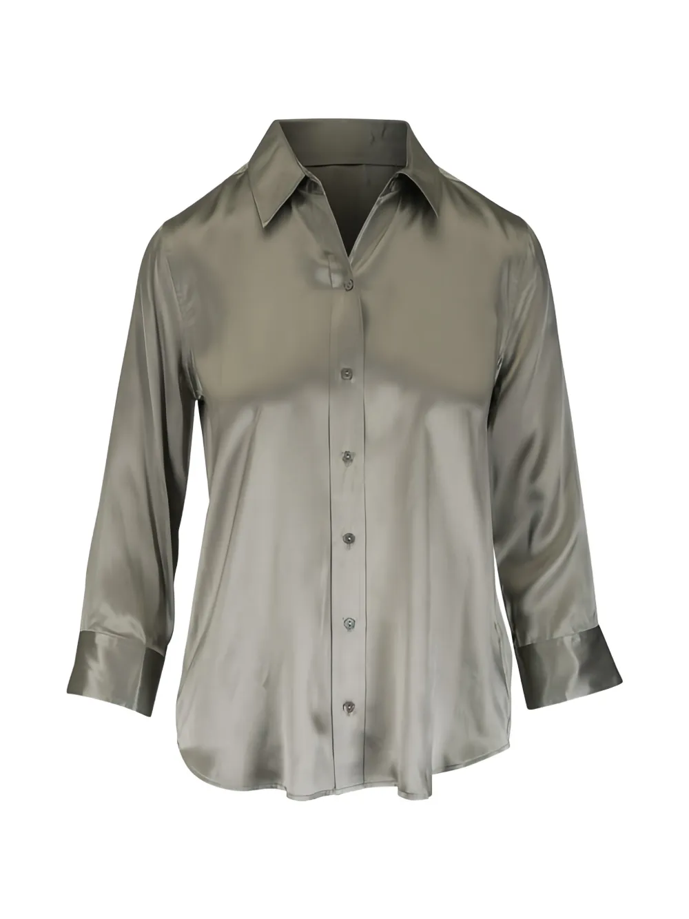 L'Agence Dani satin-finish long-sleeve shirt Groen