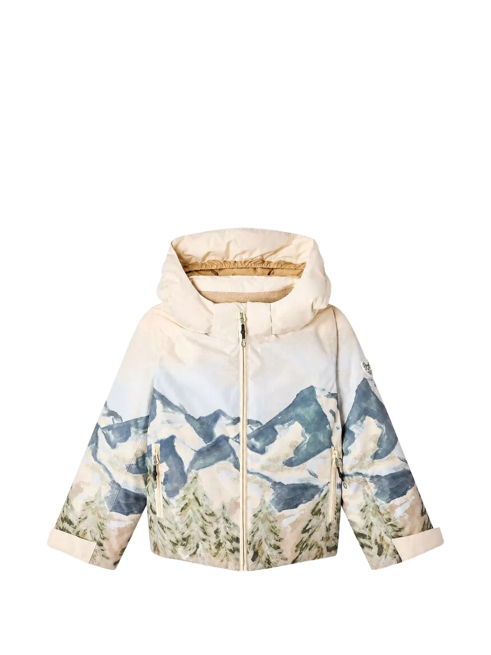 Bonpoint Mikado mountain-print hooded ski jacket Beige