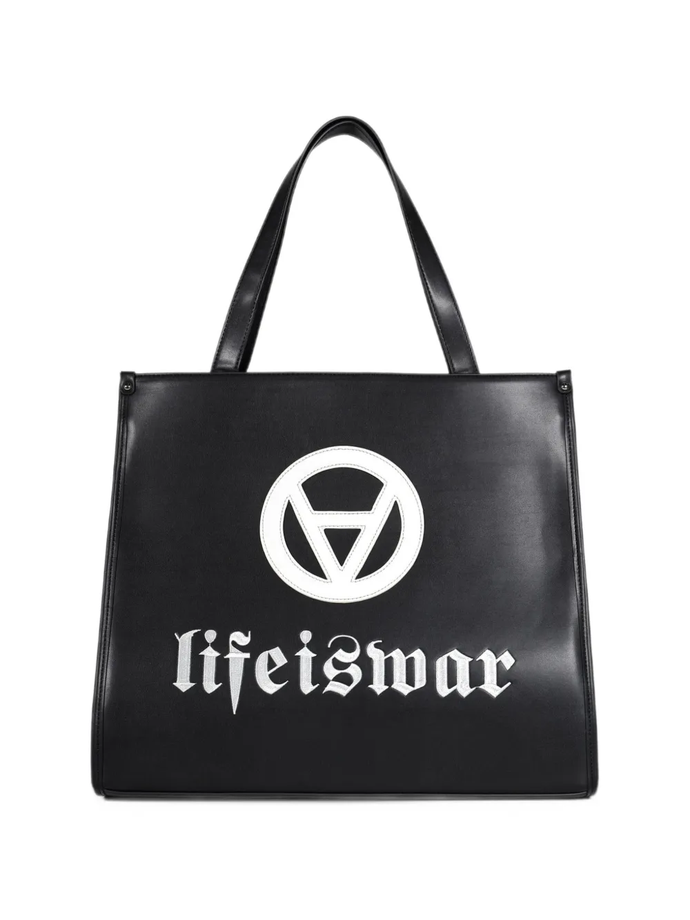 lifeiswar City logo-print tote bag - Nero