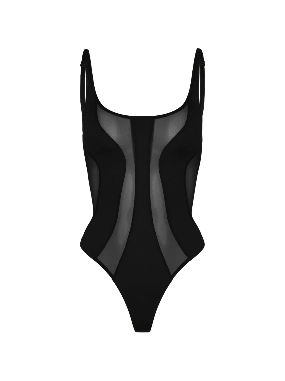 OW Collection Twist mesh-panel bodysuit Zwart