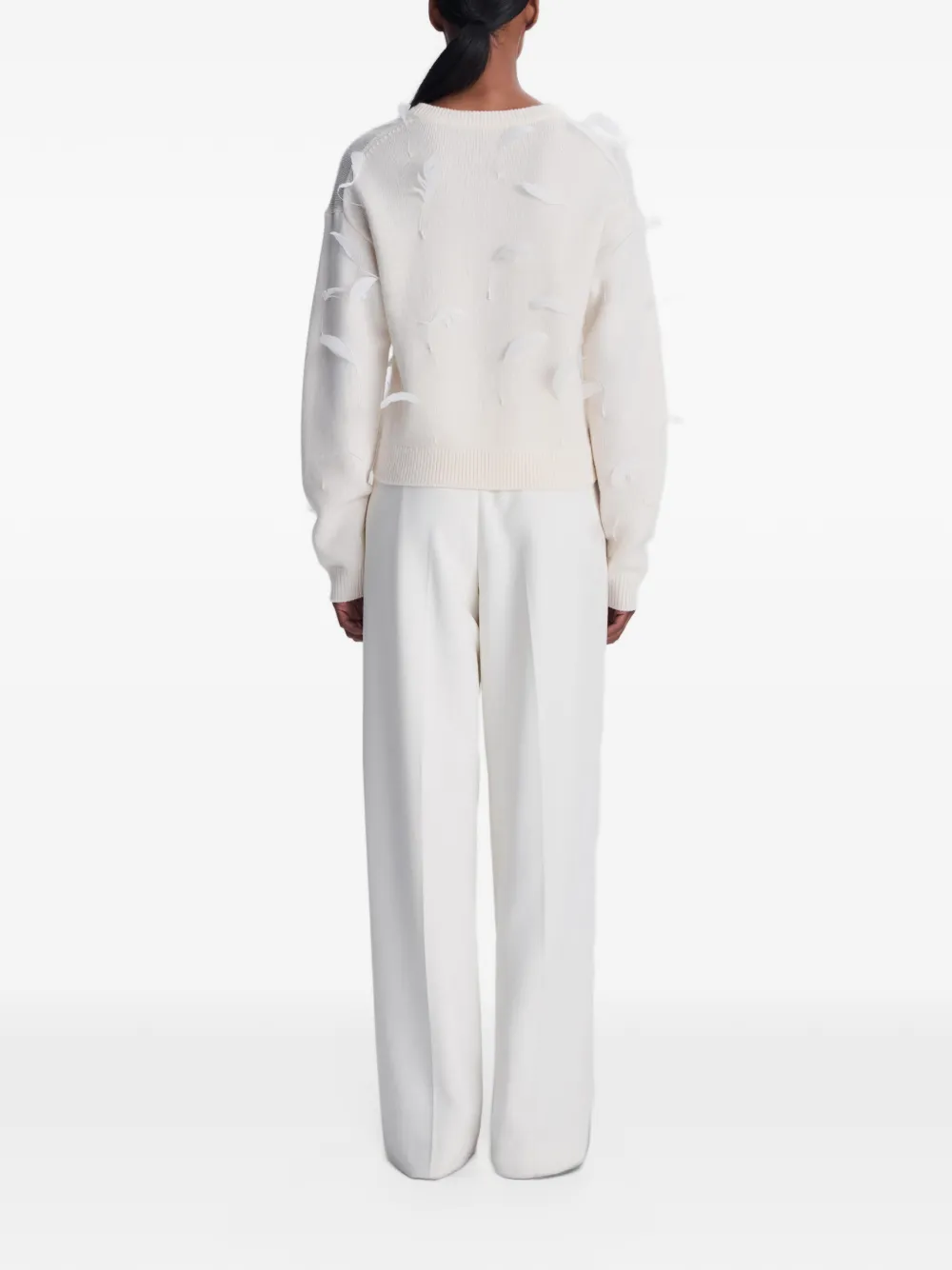 SIMKHAI Avrae feather-embellished sweater Beige