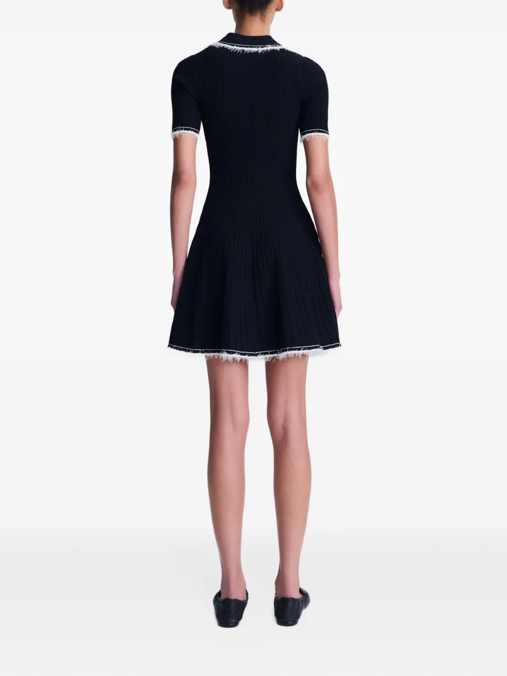SIMKHAI Linnea Compact ribbed-knit mini dress Zwart