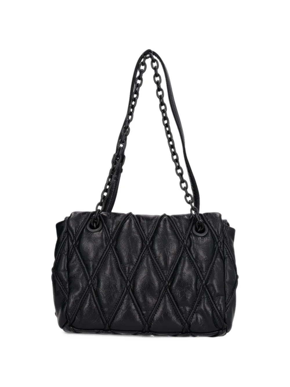 Diesel Charm-D shoulder bag in shiny quilted pu Zwart