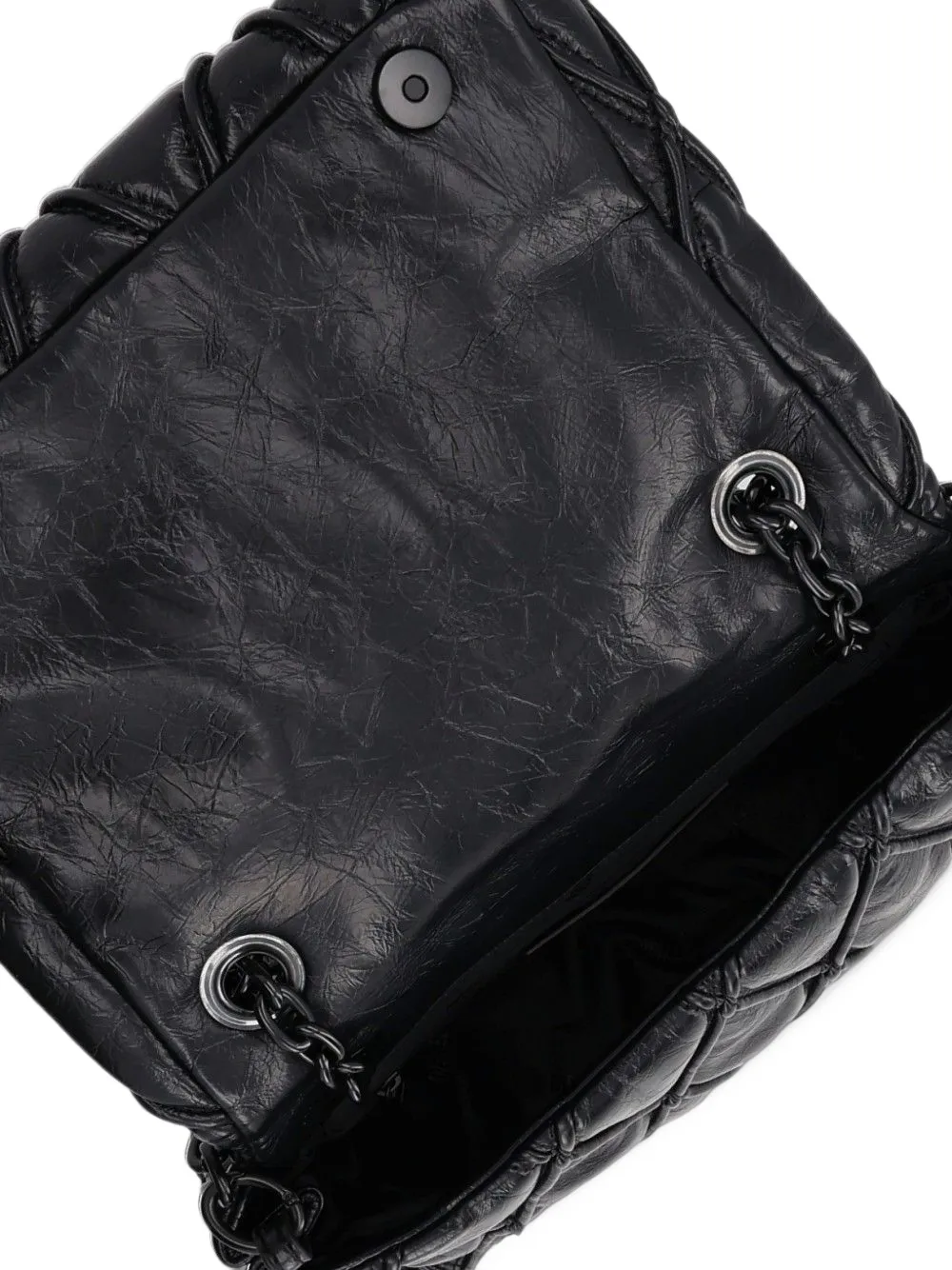 Diesel Charm-D shoulder bag in shiny quilted pu Zwart