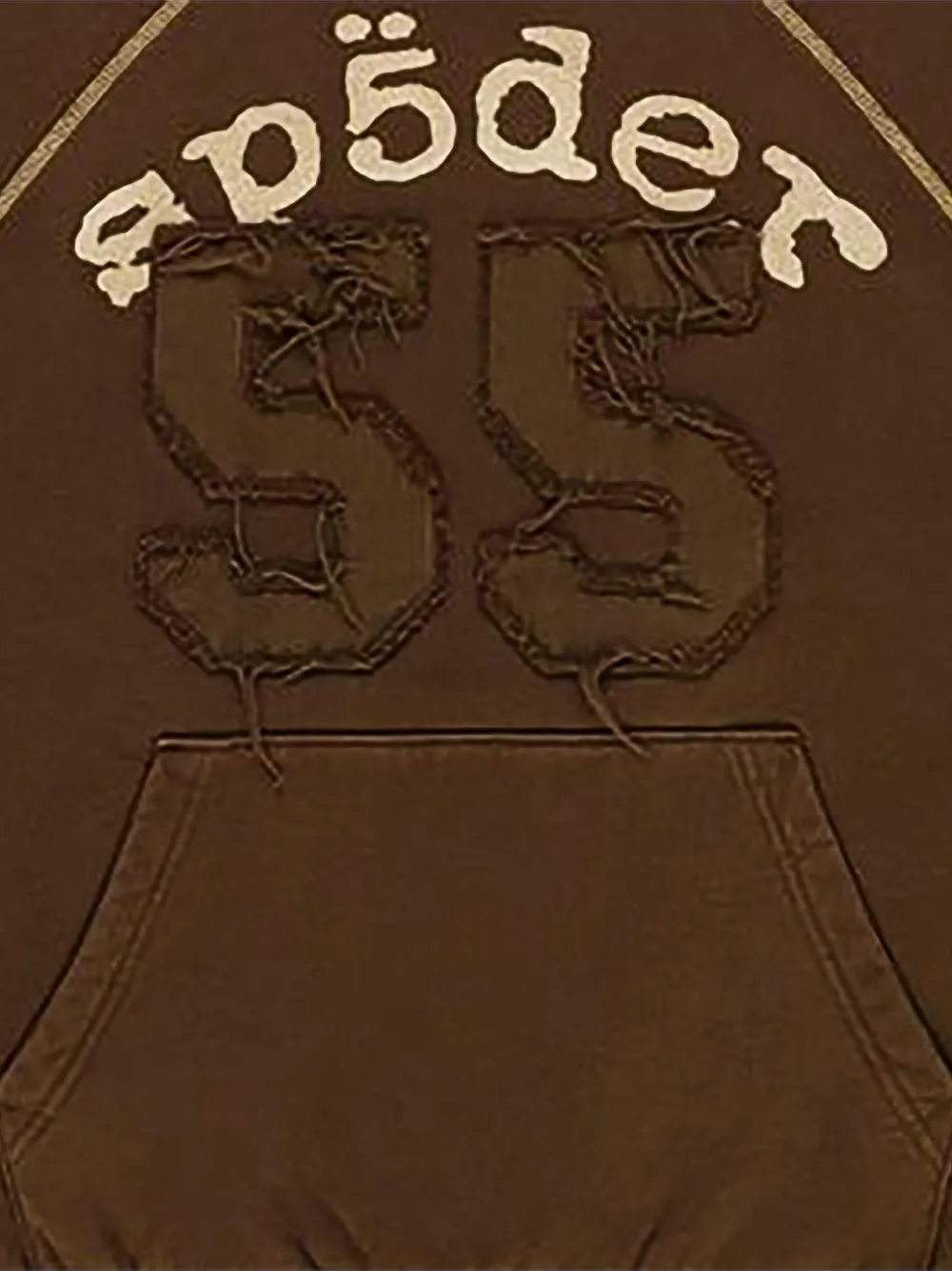 SP5DER distressed logo-patch hoodie Bruin
