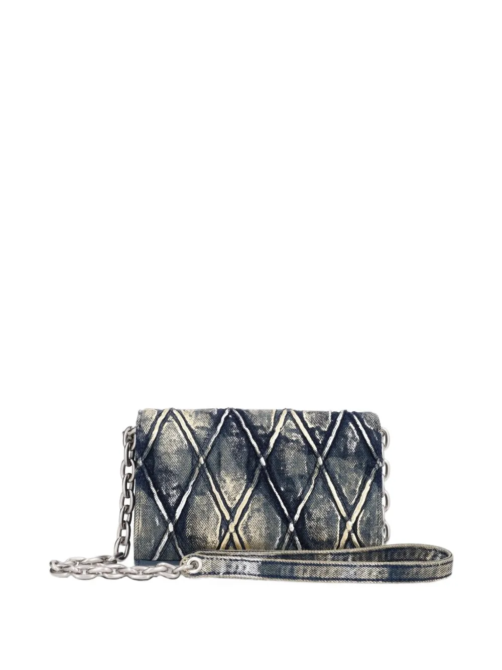 Diesel quilted logo-charm shoulder bag Blauw