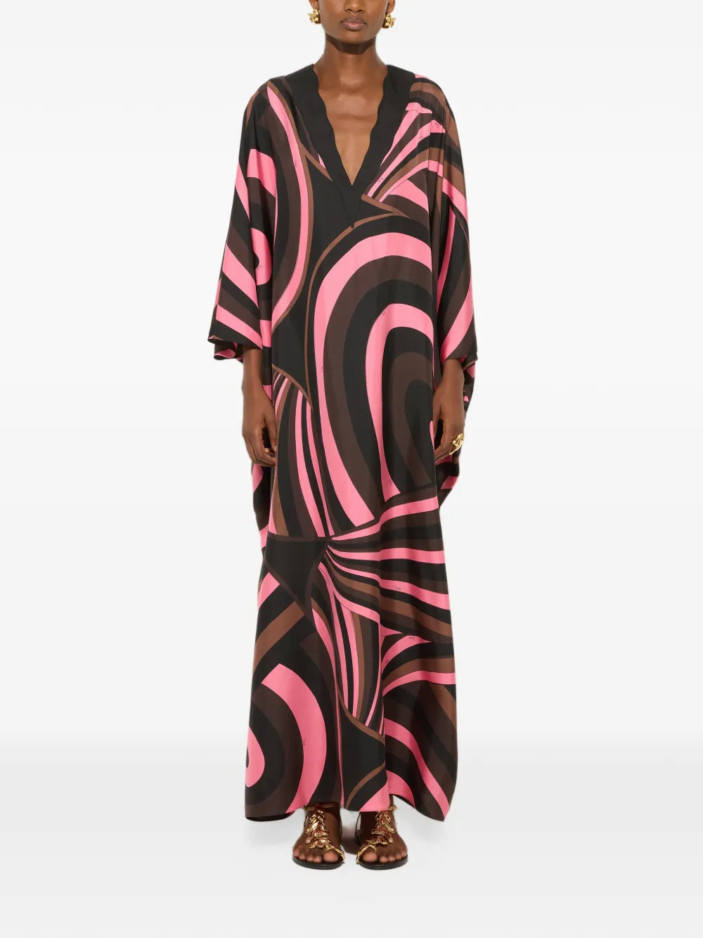 PUCCI Iride-print silk kaftan Zwart