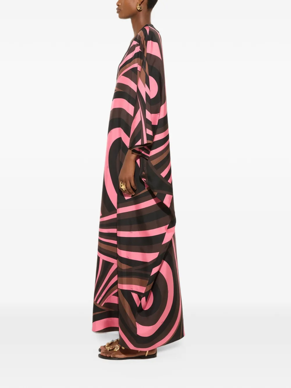 PUCCI Iride-print silk kaftan Zwart
