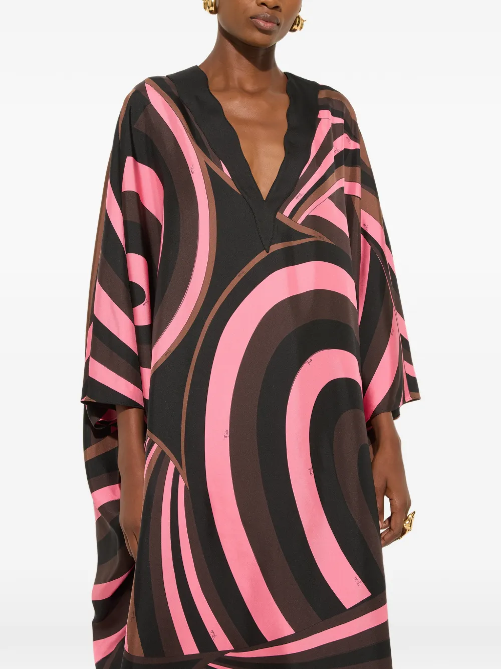 PUCCI Iride-print silk kaftan Zwart