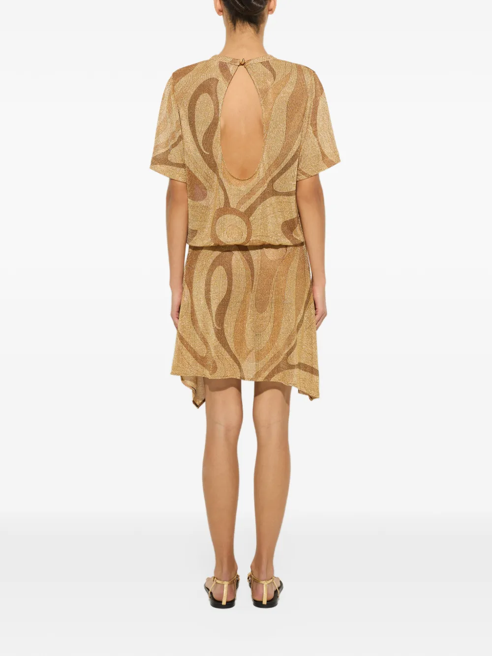 PUCCI Marmo-print voile gold top Goud