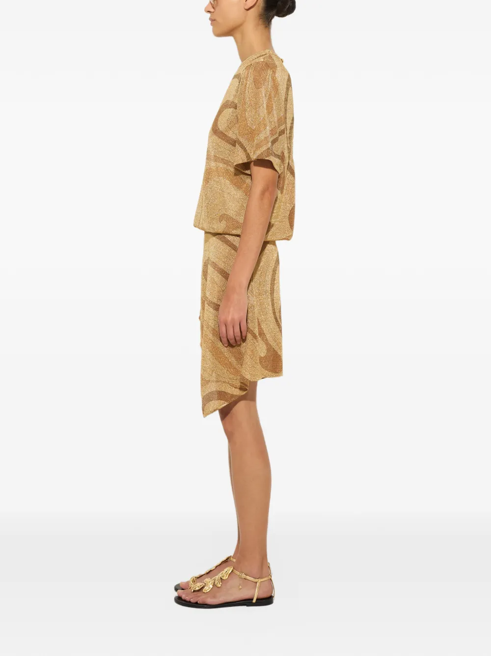 PUCCI Marmo-print voile gold top Goud