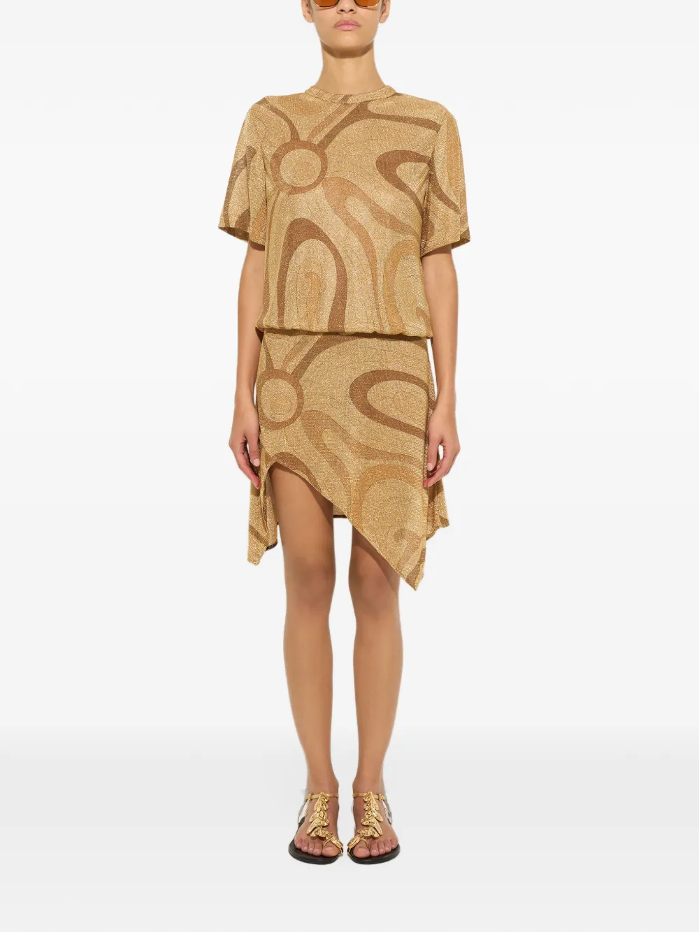 PUCCI Marmo-print voile gold top Goud