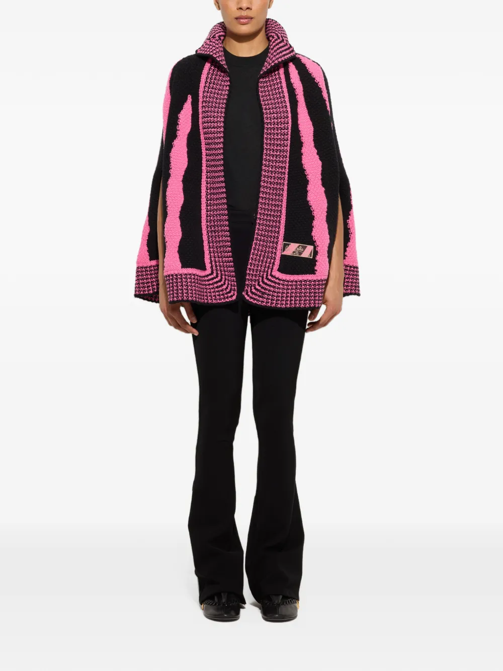 PUCCI Fiamme-print wool cape Zwart