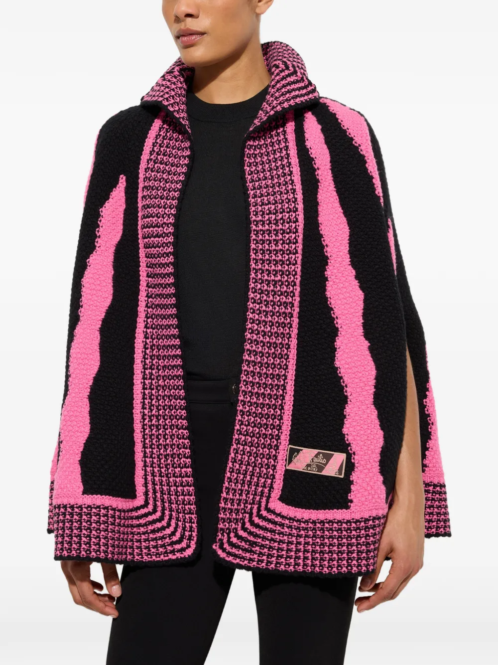 PUCCI Fiamme-print wool cape Zwart