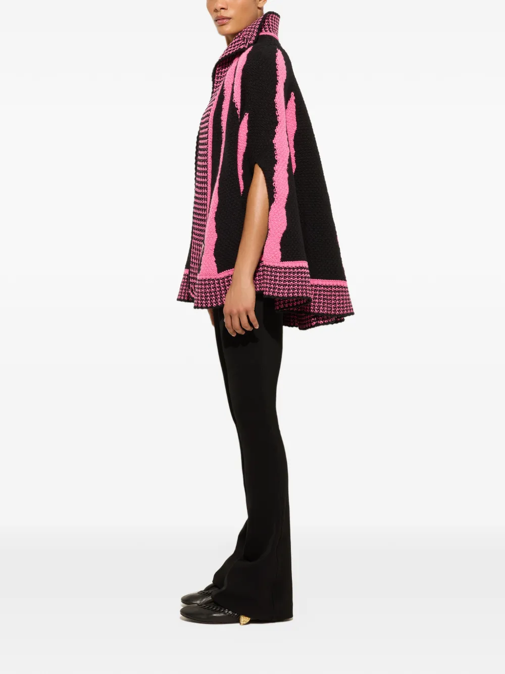 PUCCI Fiamme-print wool cape Zwart
