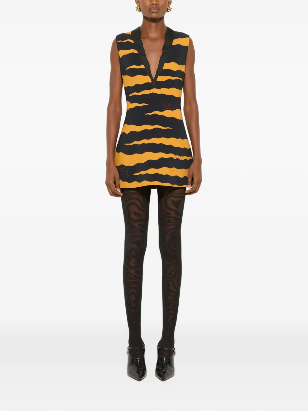 PUCCI Fiamme-print cady dress Zwart