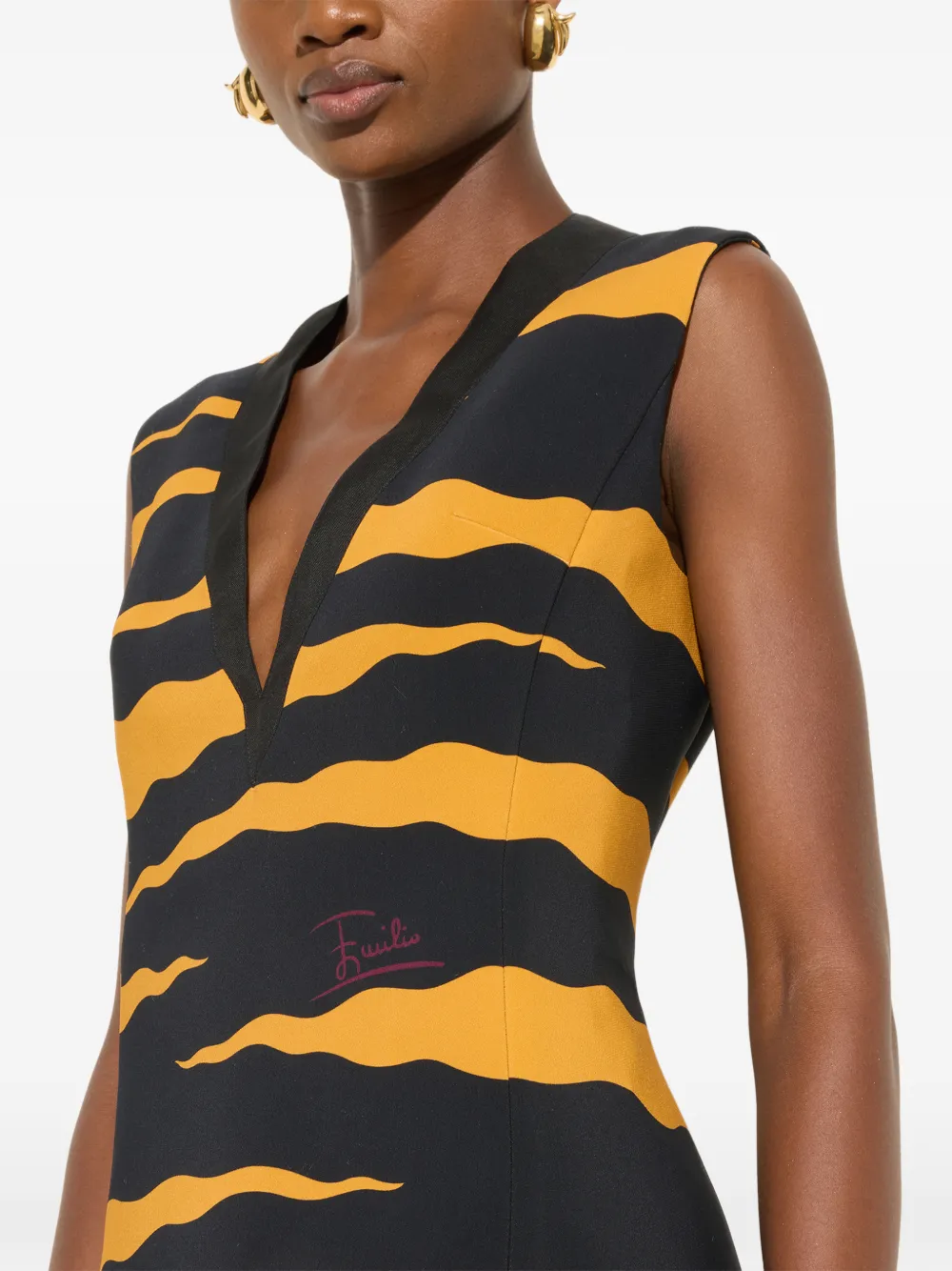 PUCCI Fiamme-print cady dress Zwart