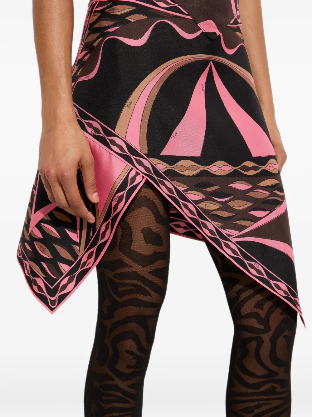 PUCCI Dune print silk scarf skirt Bruin
