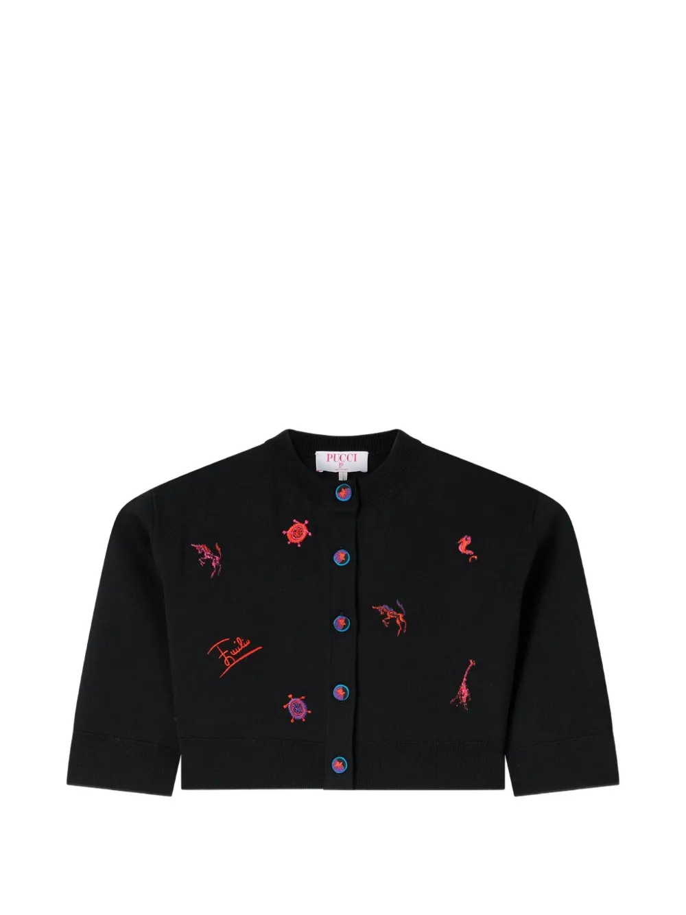 PUCCI embroidered wool cardigan - Nero