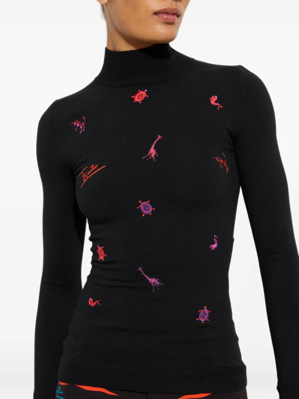 PUCCI embroidered wool sweater Zwart
