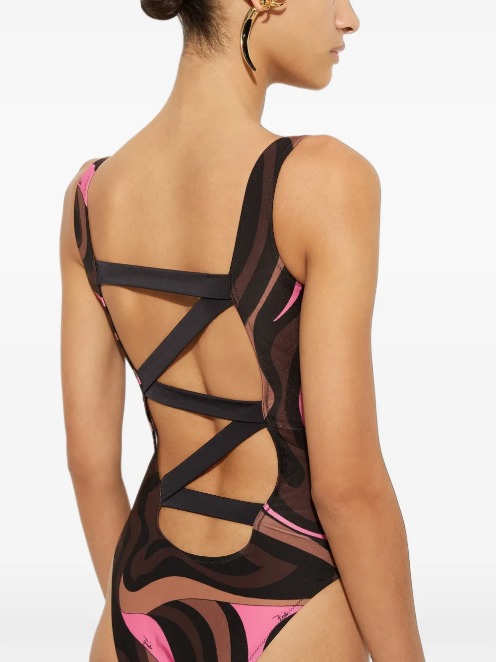 PUCCI Marmo print swimsuit Zwart