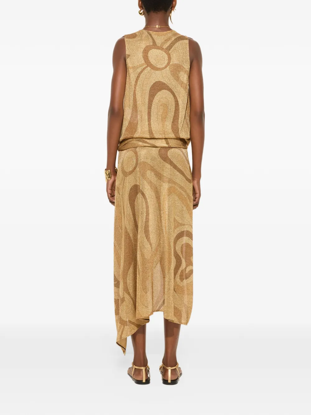 PUCCI Marmo-print voile gold top Goud
